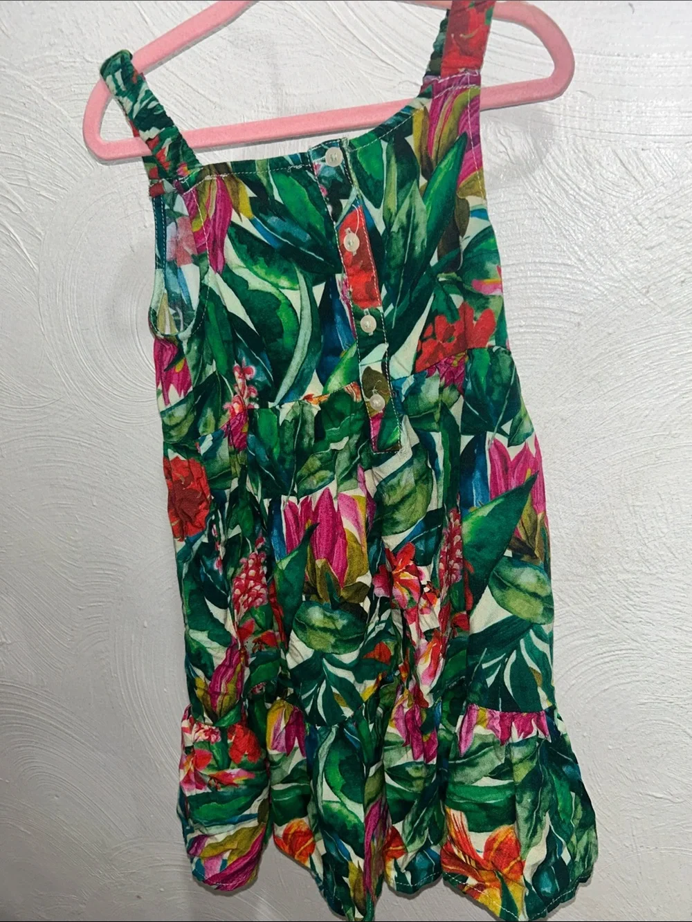 Primark Kids Floral One-Piece Dress - Green Tropical Print